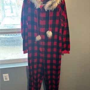 Lovesick Red and Black Plaid Faux Fur-Lined Jacket